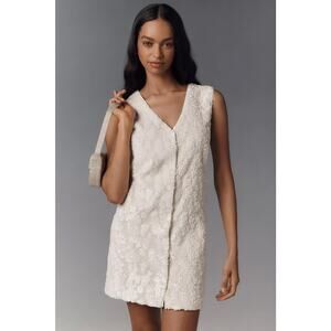 nwt ANTHROPOLOGIE SUNDAY IN BROOKLYN sz M Sequin Vest Dress in white